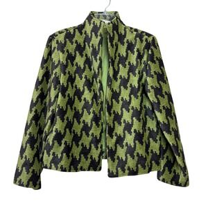 ADELE DALLAS ORR Houndstooth Jacket Blazer Green Black Womens SP Chic Preppy